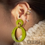 RUKIRIRIA #268 春色 クリアグリーン チェーン ピアス  大ぶりピアス 大ぶりイヤリング 