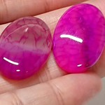 2個華やかなピンク　ドラゴンヴィーナスアゲート　オーバルカボションルース　30X19X6㎜