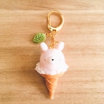 【春限定】うさぎのアイスとリーフクッキーのキーホルダー