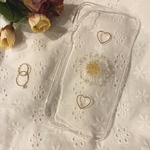 クリアフラワー🌼iPhoneケース ハート 花 フラワーカボション