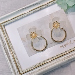 【期間限定価格♪】 春 夏 秋 冬 フラワー  ピアス 2way  ゴールド フープ クリア お花 送料無料