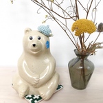 しろくま貯金箱  ブルーグリーンのベレー帽