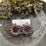 再販💜ビーズflower💜 ピアス  イヤリング