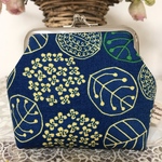 北欧植物（ネイビー）♡がま口ポーチ