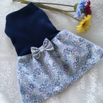 【ラスト1着‼︎オーダー可】ネイビー×花柄チュールワンピース  犬服 ハンドメイド 