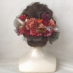【prnm-0707様 専用出品】red peach orange black gold tulle ヘッドドレス
