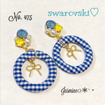 スワロフスキー春の新色♡ギンガムチェックピアス