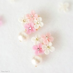紫陽花（アジサイ）のイヤリング、ピアス(両耳用）
