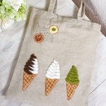 【SALE】Cafe-sweets☆羊毛刺繍トート〜ソフトクリーム&焼菓子🍦🍪