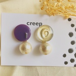 くすみカラーのコットンパールピアス