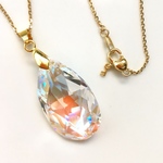 オーダー制作☆スワロフスキー☆38mmドロップのネックレス☆クリスタルAB