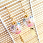花柄*ガラスドーム*風鈴ピアス→イヤリング・樹脂ピアス 変更可