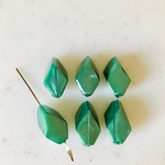 Vintage  Metallic Green Diagonal Faceted Beads