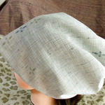 特大 67 節織り紬 風  透ける織り  絣意匠  キャップ 難隠し 帽子 室内帽子 Hand-made Kimono Cap