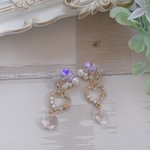 ビジュー×ハートピアス イヤリング