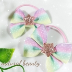 🆕キッズ用✨ゆめかわ♡♡カラフルグラデーション柄リボンのヘアゴム