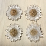 GOLD CLEAR FLOWER CABOCHONS