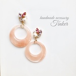 ピーチムーンビジューピアス（イヤリング）
