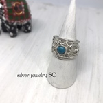 ターコイズ透かしのリング＿15号　silver/純銀