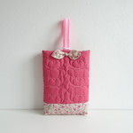 Ｒ様専用　リボンも可愛い♡くまステッチPink×小花×レース付き持ち手のシューズ入れ 
