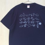 ☆送料無料☆定番Ｔシャツ「動物しりとり！」ネイビー