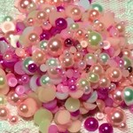 デコ・ハンドメイド★半丸パール　ピンク系MIX 300粒