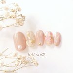 パールベージュのキラキラネイル*ネイルチップ