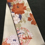 半幅帯  アンティーク 牡丹菊柄 刺繍