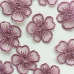 《6pcs》フラワー刺繍パーツ(ピンク)