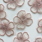 《6pcs》フラワー刺繍パーツA(ピンクベージュ)