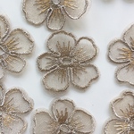 再入荷！《6pcs》フラワー刺繍パーツA(ゴールド)