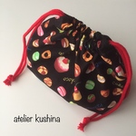 送料込♢お弁当袋🍰スイーツ柄🍩ブラック🍮女の子☆幼稚園保育園