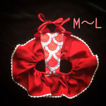 ♡単品決済商品♡ML赤スカラップエプロンスカート