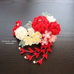 ｍｈ様オーダー　つまみ細工　 深紅椿の花寄せセット　髪飾り　成人式　