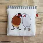  パカパカ文鳥ポーチ(白✖️シナモン)