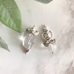 シルバーハートクリアフリルのガーリーピアス/イヤリング＊P62