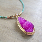 ☆再販☆Pink Druzy Ocean Necklace II *14kgf*