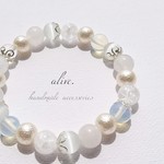 【大人気！復刻】天然石ブレスレット023 ale14 花 プレゼント 記念日 誕生日 ギフト 雪 コットンパール シルバー 宝石 銀 冬 白 シンプル 
