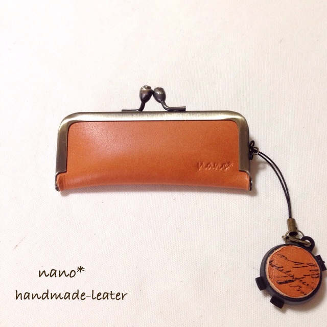 朱肉付き本革印鑑ケース キャメル ハンドメイドマーケット Minne