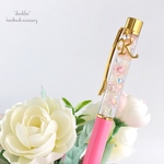 再3*【替え芯&ケース付き♡】イニシャル&スワロフスキーハーバリウムボールペン【ピンク】