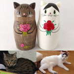Ｙ様ペットオーダー品＊母の日♫カーネーションにゃんこ２体＊羊毛針山