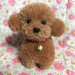 shimaden様専用　my Dogチャーム付き。毛糸のぽんぽん、おすわりトイプードル（純毛茶色）