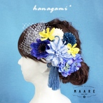 【送料無料】*＊Blue gradation＊* アネモネとダリアの髪飾り