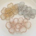 オーガンジー レース 刺繍 花 フラワー パーツ 3色  