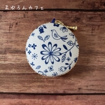 マカロンポーチ　鳥と小花