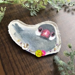 【送料込】かしげる シルバー文鳥のブローチ