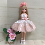 リカちゃんドレス 白×サーモンピンク