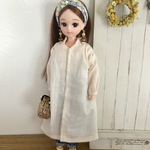 スタンドカラーワンピース＊アイボリードット