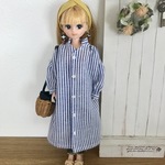 スタンドカラーワンピース＊ストライプ
