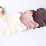 杢グレー/peplum  puffsleeve 